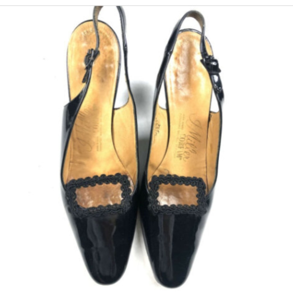 Vintage 1960s 5.5 aa Narrow Slingbacks Heels Black